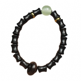 Ebony Bamboo Beads Armband Med Running Ring Wenwan Wooden Craft Smycken För Män Och Kvinnor