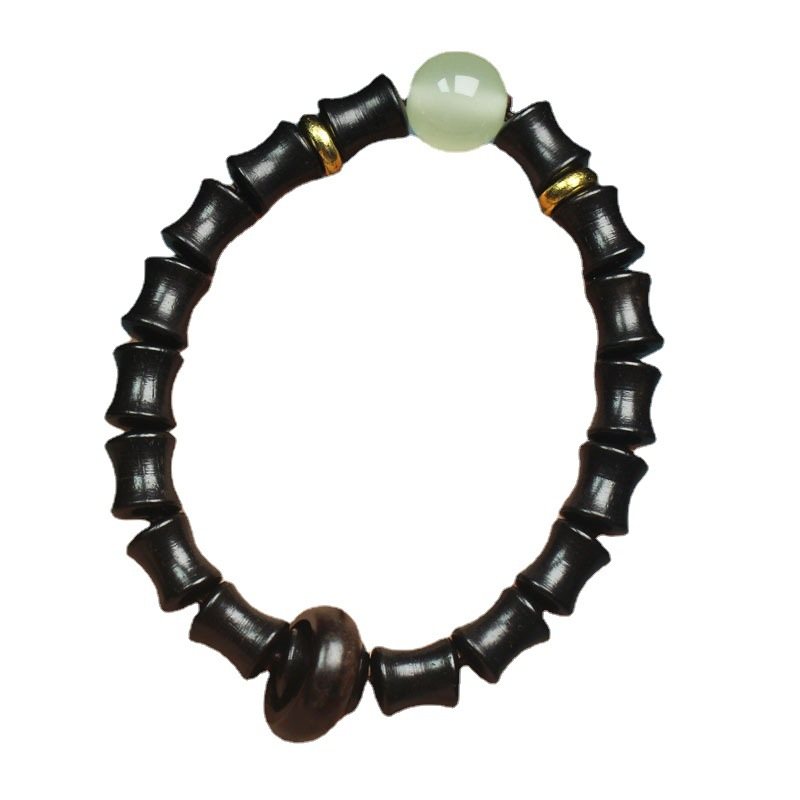 Ebony Bamboo Beads Armband Med Running Ring Wenwan Wooden Craft Smycken För Män Och Kvinnor