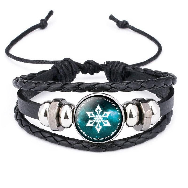 Gem Black Leather Luminous Anime Game God's Eye Armband Herr- Och Damsmycken