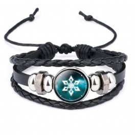 Gem Black Leather Luminous Anime Game God's Eye Armband Herr- Och Damsmycken