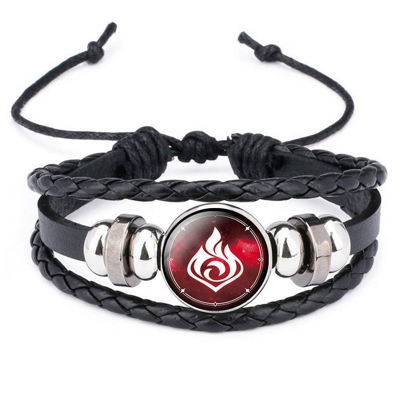 Gem Black Leather Luminous Anime Game God's Eye Armband Herr- Och Damsmycken