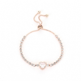 Mode Rose Gold Heart Zircon Armband Alloy Diamond Dam