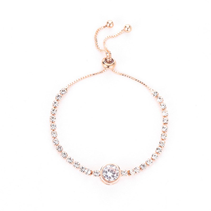 Mode Rose Gold Heart Zircon Armband Alloy Diamond Dam