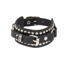 Punk Trend Rivet Läder Läderarmband Armband Personlighet Mode Rock Par Huvud Smycken