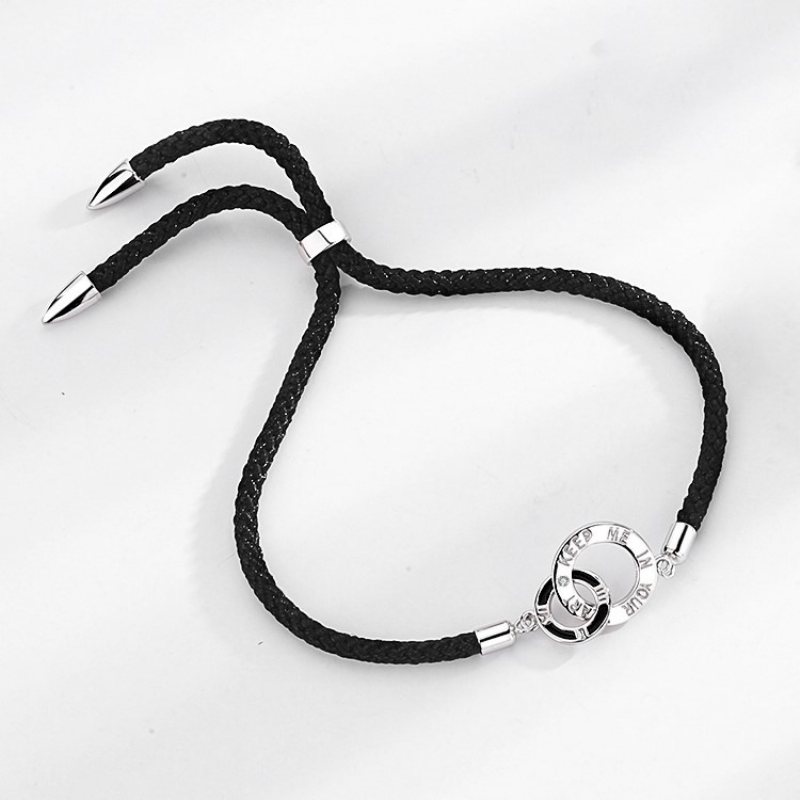 S925 Sterling Silver Dubbelring Par Armband Män Och Kvinnor Ett Par Nya Sammankopplade Flätade Handrep Alla Hjärtans Dag