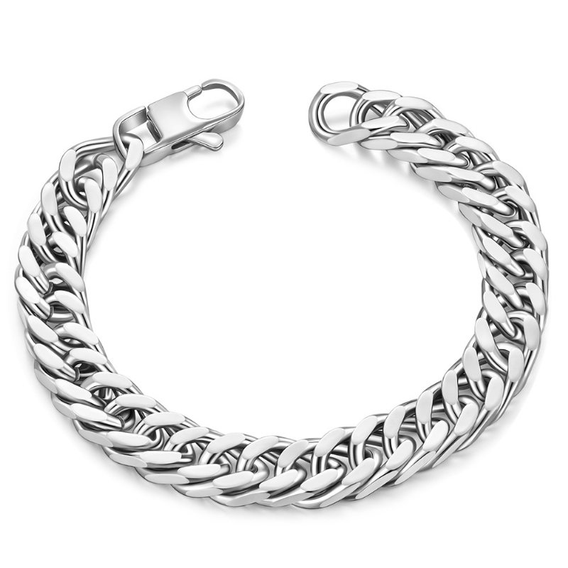 Titanium Stålkedja Hip Hop Rap Rap Steel Mäns Personlighet Charm Fyrkantigt Spänne Armband