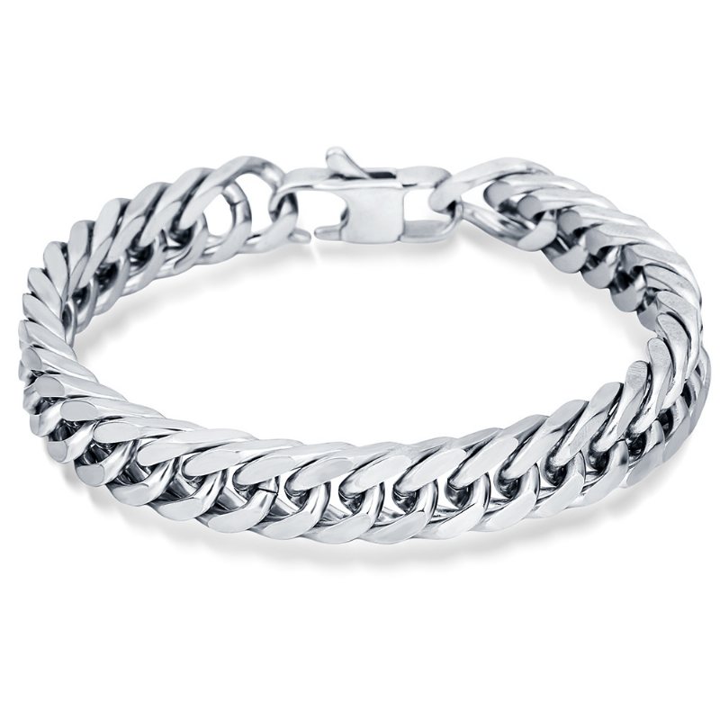 Titanium Stålkedja Hip Hop Rap Rap Steel Mäns Personlighet Charm Fyrkantigt Spänne Armband