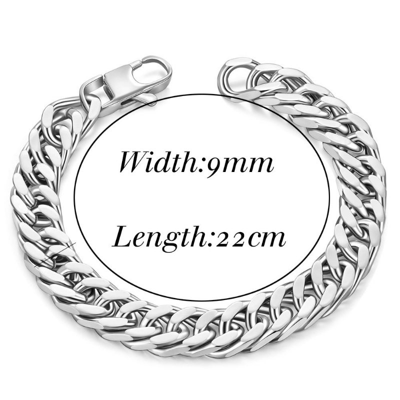 Titanium Stålkedja Hip Hop Rap Rap Steel Mäns Personlighet Charm Fyrkantigt Spänne Armband