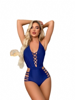 Little Jasmine Swimsuit 2024 Sexig Dam Backless Solid Color One-piece Baddräkt