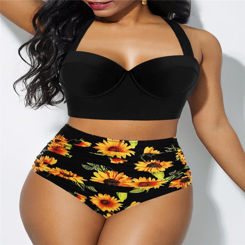 Ny Baddräkt Dam Sexigt Tryck Plus Size Bikini Delad