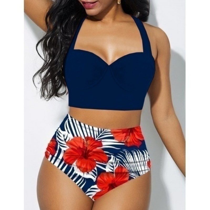 Ny Baddräkt Dam Sexigt Tryck Plus Size Bikini Delad