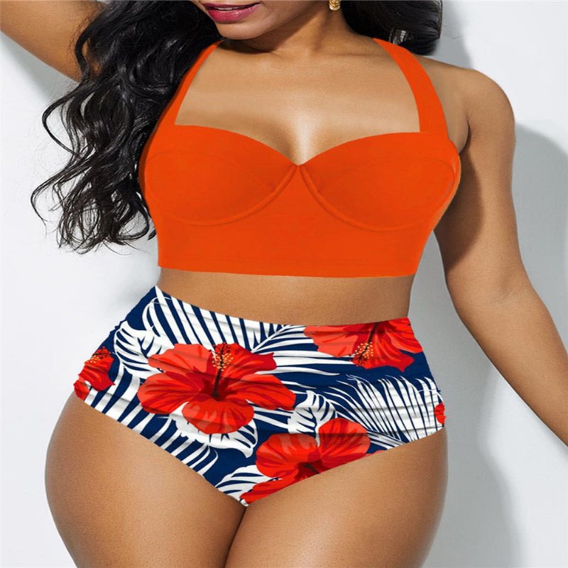 Ny Baddräkt Dam Sexigt Tryck Plus Size Bikini Delad