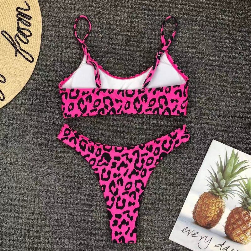 Sexig Leopard Bikini Badkläder Stock Rakt Hår