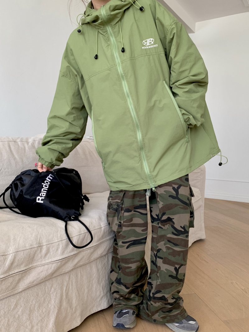 Broderad Huvjacka Dam Lös Casual Windbreaker