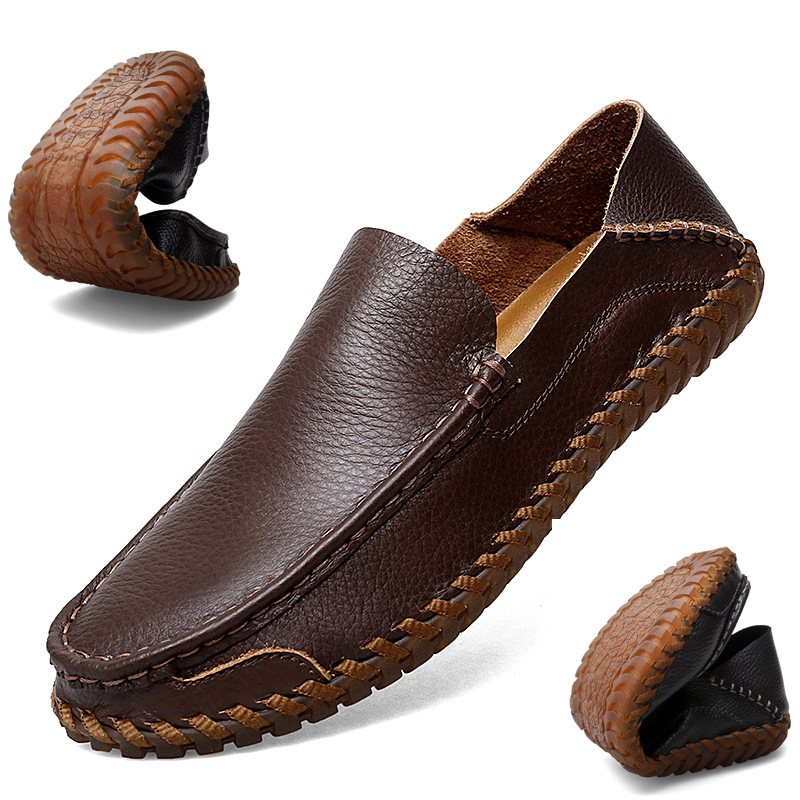 2024 Höst Andas Stor Storlek Casual Slip On Driving Shoes On Peas Skor Mjuk Sula Äkta Läder Handgjorda Herrskor 48