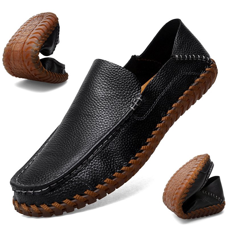 2024 Höst Andas Stor Storlek Casual Slip On Driving Shoes On Peas Skor Mjuk Sula Äkta Läder Handgjorda Herrskor 48