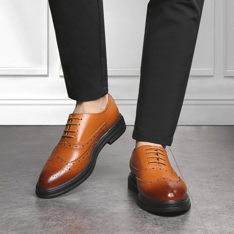 Höst Brogue Skor Klänning Herr Casual Business Groomsmen Svart Brudgum Bröllopsskor