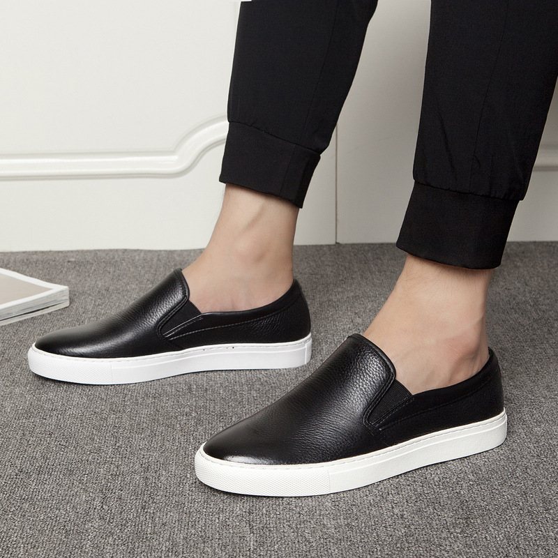 Läder Loafers För Män Avslappnade Sneakers Trendiga Slip-on Herrskor Som Andas