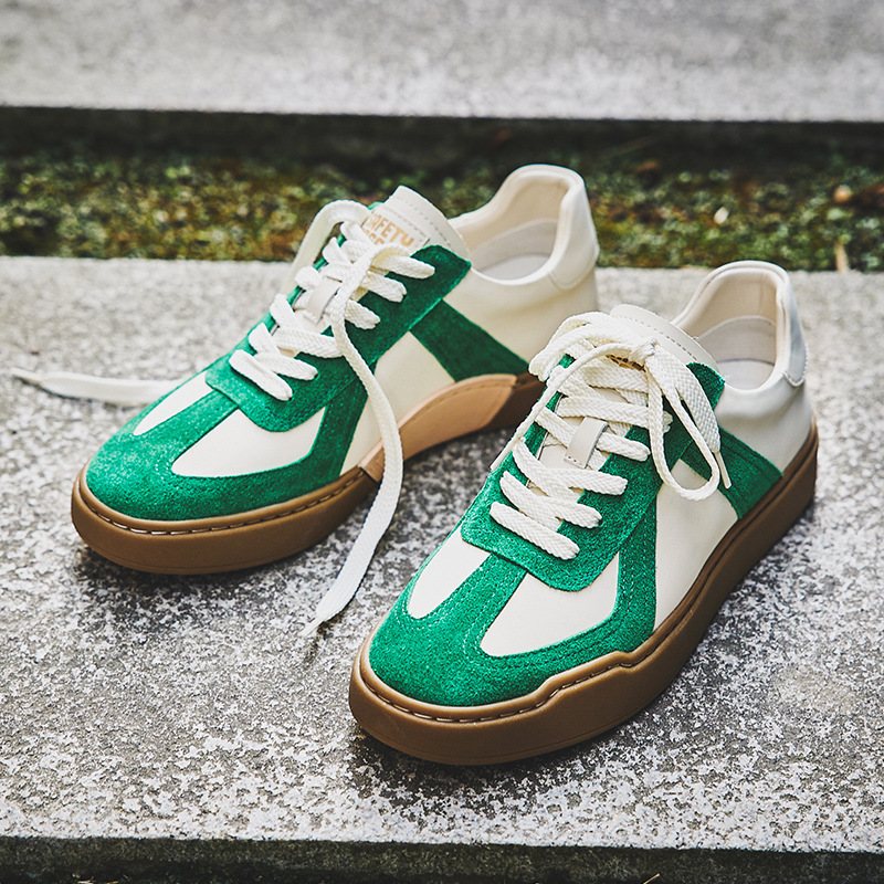 Läder Retro Tyska Träningsskor Par Sneakers Herrmode Trend Skor Våren Herrskor Herr Vardagsskor