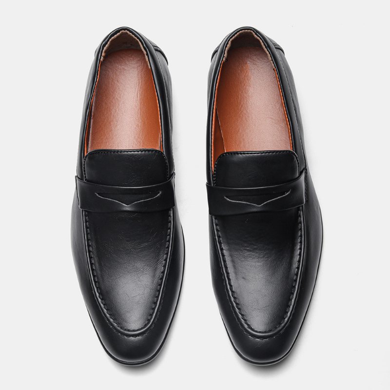 Sommar Ny Uppsättning Fötter Business Herrskor Ledig Spetsad Tå Formell Klänning Loafers Slip-on Svart Skor Hane