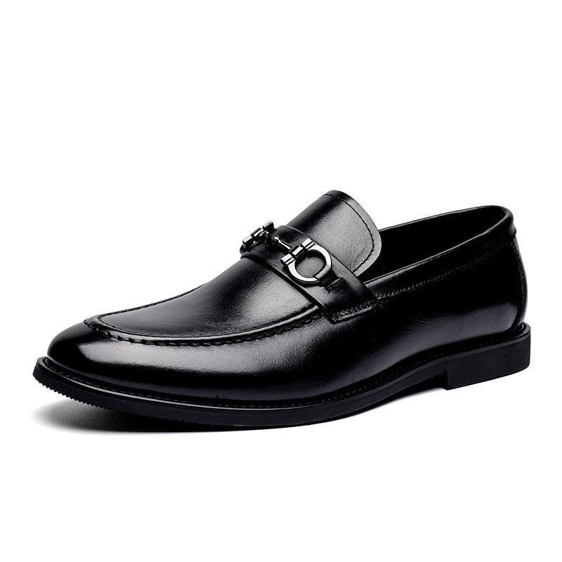 Våren Set Med Fötter Business Herrskor Fritidsskor Tjocksulade Herr Loafers Äkta Läder Slip-on Klänning Skor Kohud