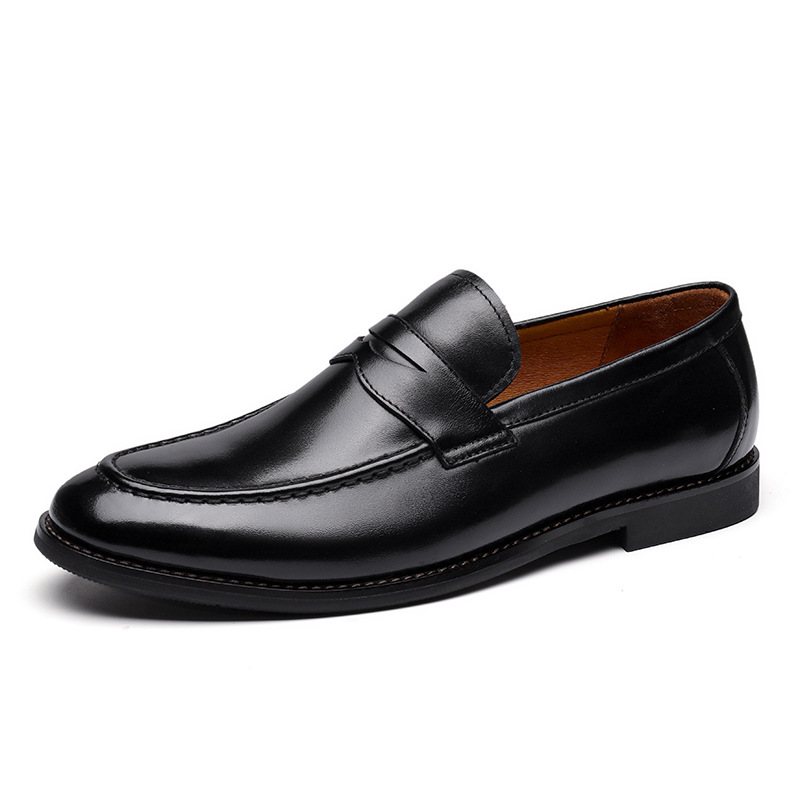 Våren Set Med Fötter Business Herrskor Fritidsskor Tjocksulade Herr Loafers Äkta Läder Slip-on Klänning Skor Kohud