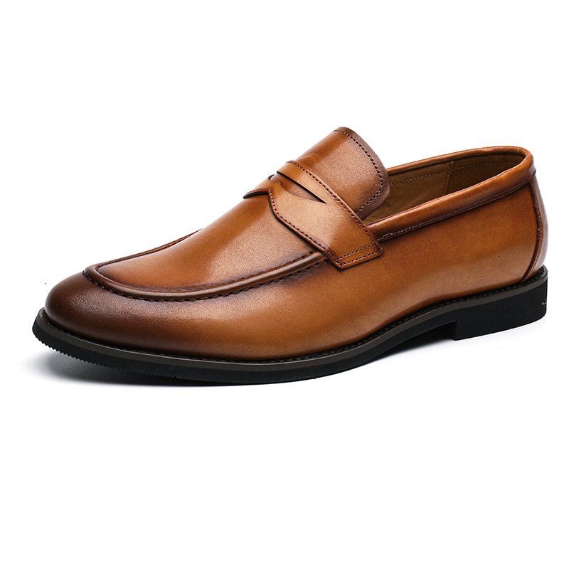 Våren Set Med Fötter Business Herrskor Fritidsskor Tjocksulade Herr Loafers Äkta Läder Slip-on Klänning Skor Kohud