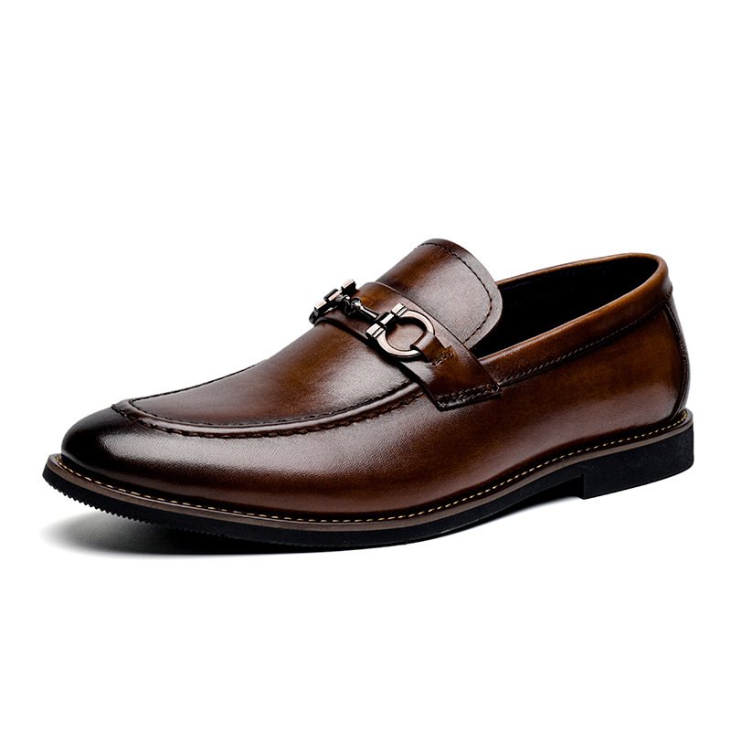 Våren Set Med Fötter Business Herrskor Fritidsskor Tjocksulade Herr Loafers Äkta Läder Slip-on Klänning Skor Kohud