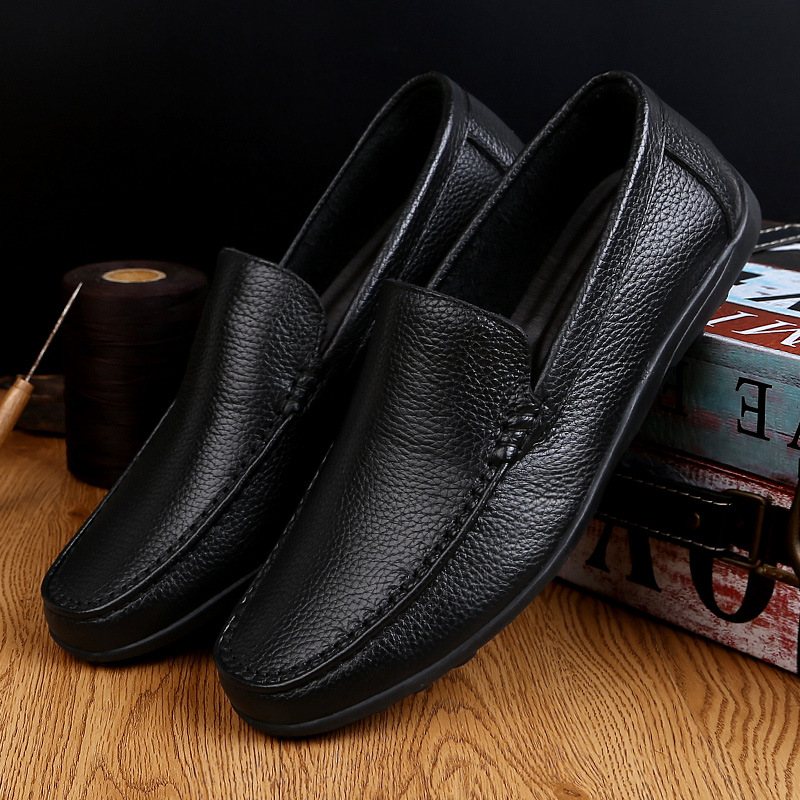 Vårens Nya Läder Doudou Skor Herr Kohud Slip-on Trendiga Casual Dress Platta Körning