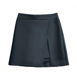 Black Slit Skirt 2024 High Waist Short Oregelbunden