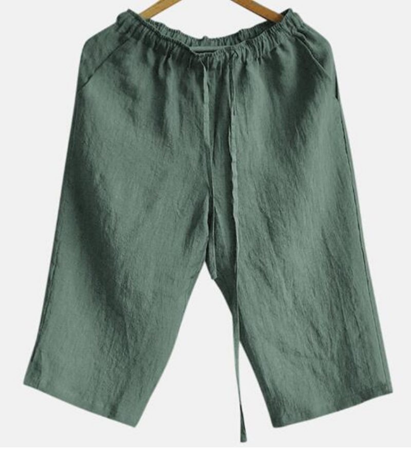 2024 Herr Bomull Linne Casual Shorts Sommar Lös Andas