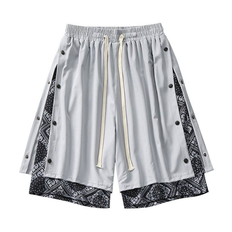 2024 Sommar Stretch Drapering Cashewnötter Blomlager Skarvning Personlighet Fem Poäng Casual Shorts Män