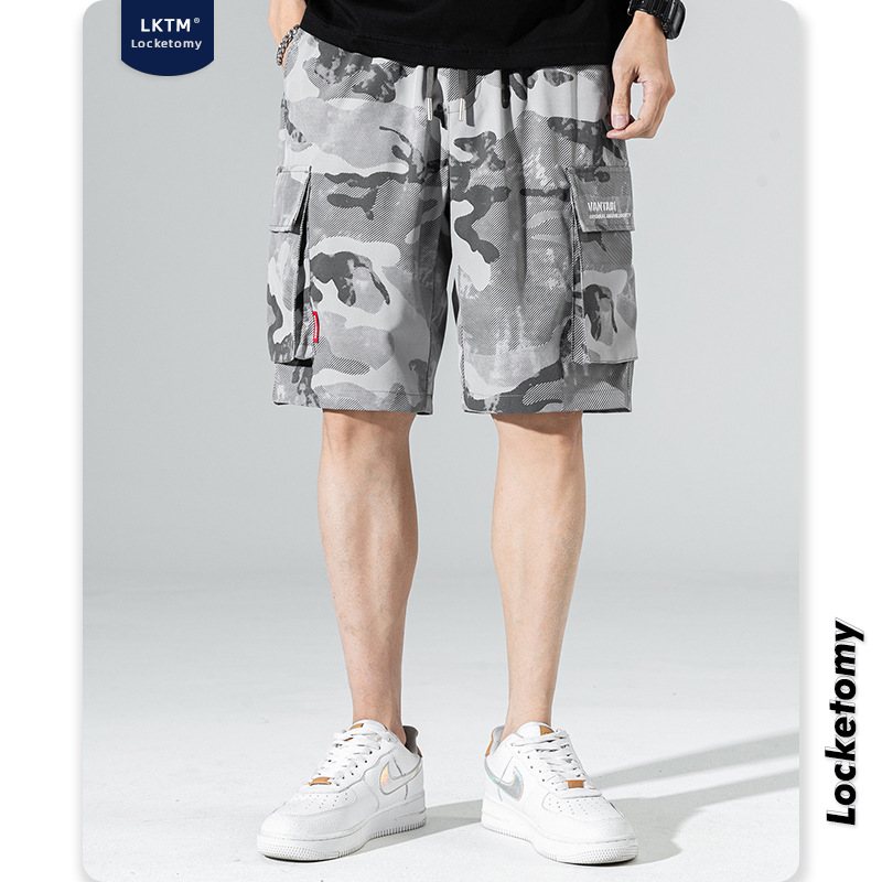 Camouflage Casual Cargo Shorts Män Lös Straight Beach