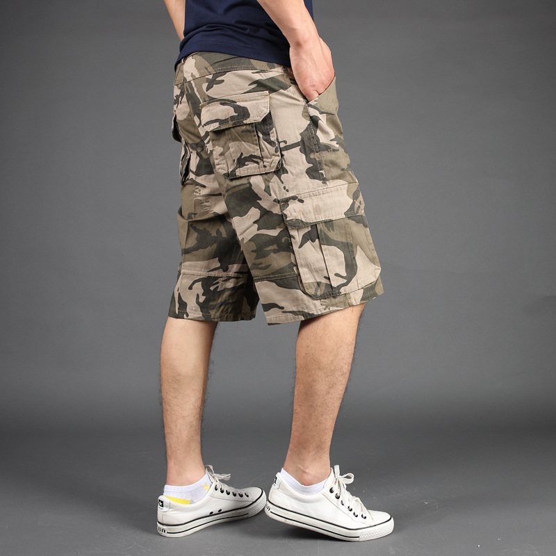 Camouflage Shorts Män Multi-pocket Tooling Män Fem Poäng