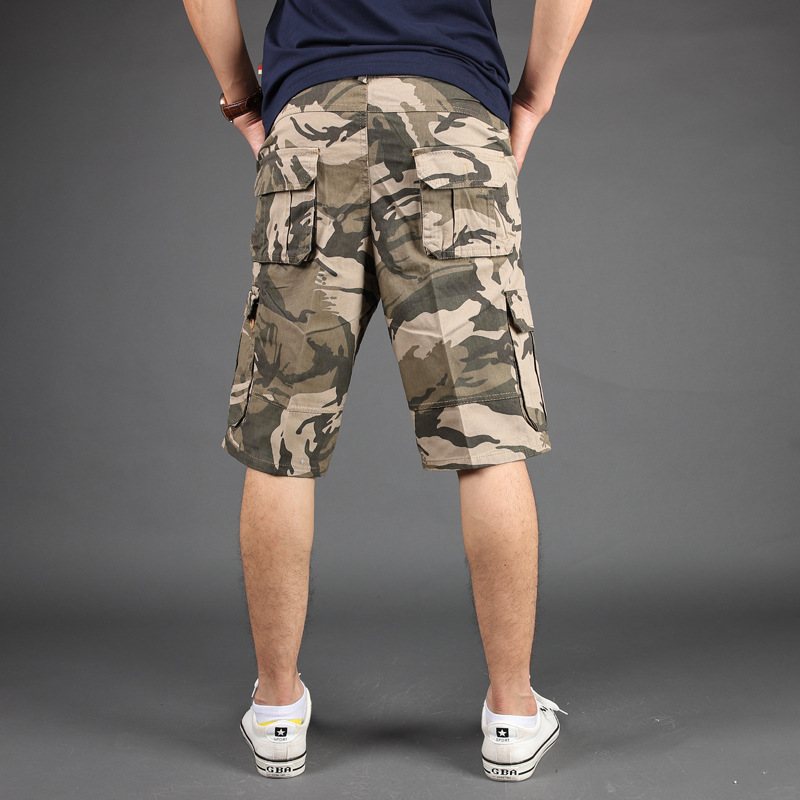 Camouflage Shorts Män Multi-pocket Tooling Män Fem Poäng