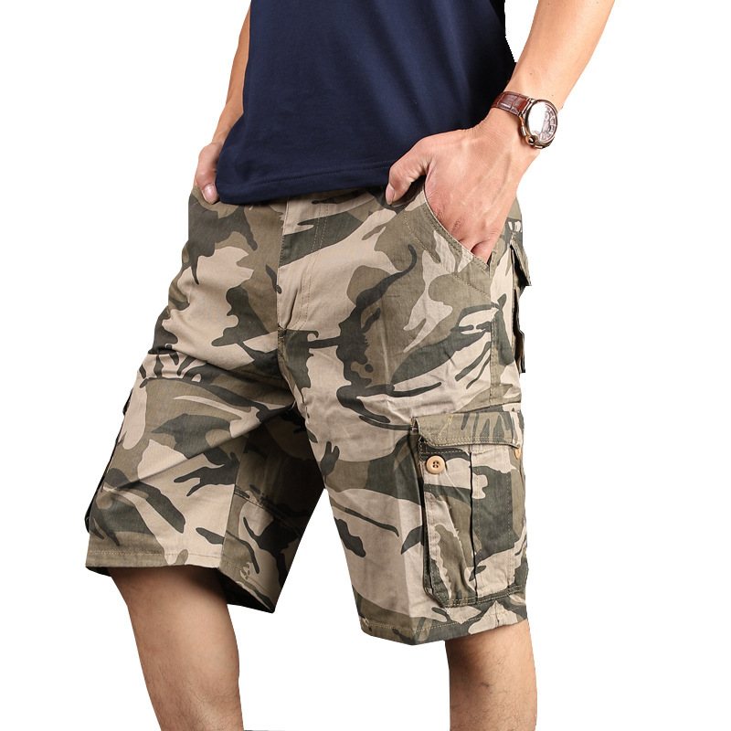 Camouflage Shorts Män Multi-pocket Tooling Män Fem Poäng