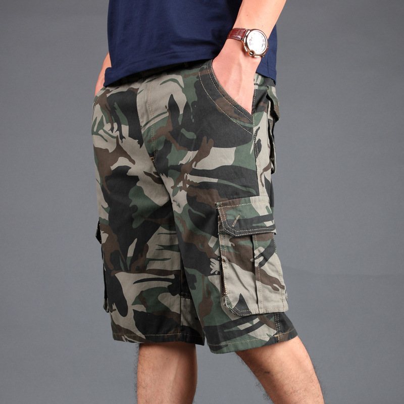 Camouflage Shorts Män Multi-pocket Tooling Män Fem Poäng