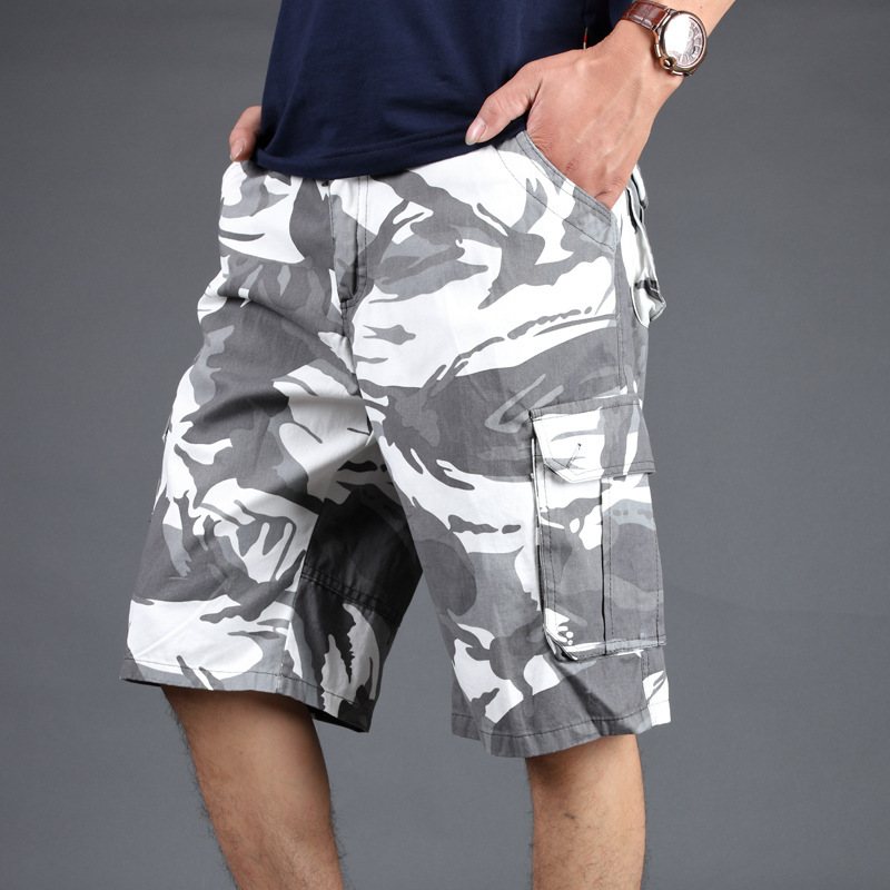 Camouflage Shorts Män Multi-pocket Tooling Män Fem Poäng