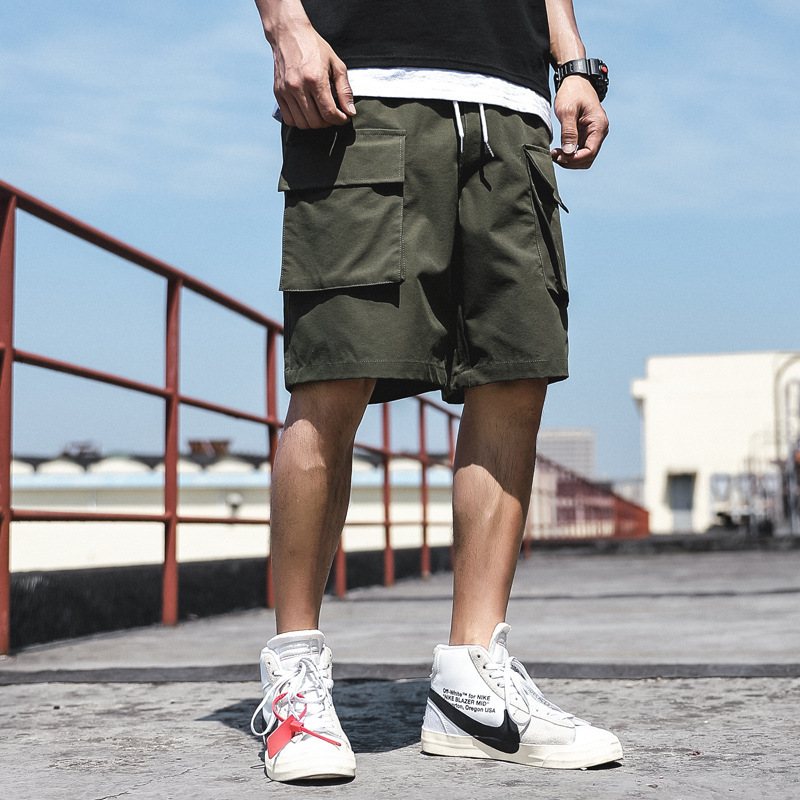 Cargo Shorts Herr Casual Loose Sport Sommar Trendiga Strandshorts