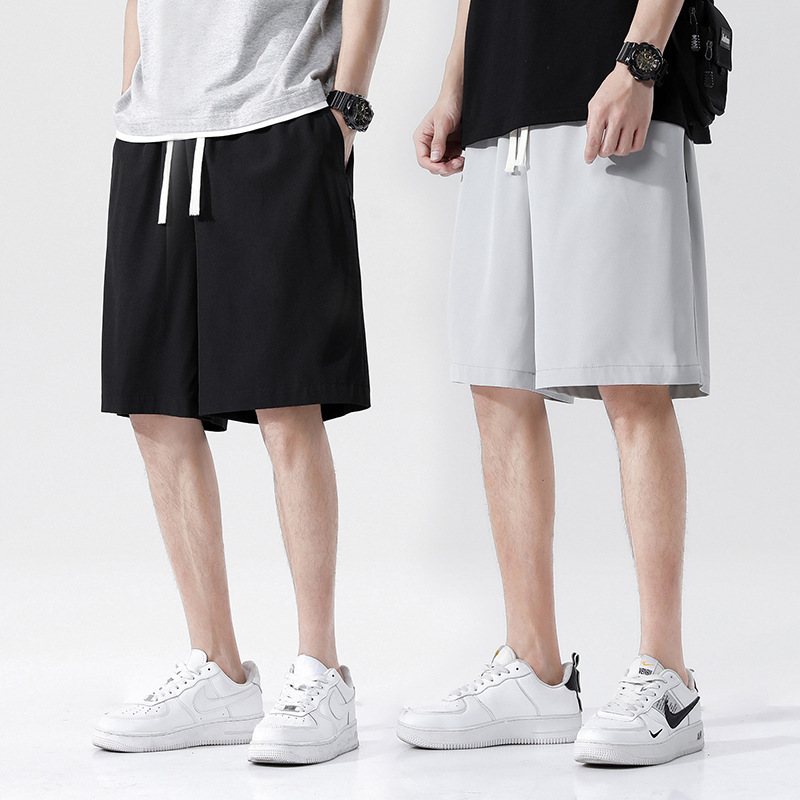 Casual Shorts Herr 2024 Sommar Ny Trend Lös Enfärgad Rak Sport Tunn Sektion Fem Poäng