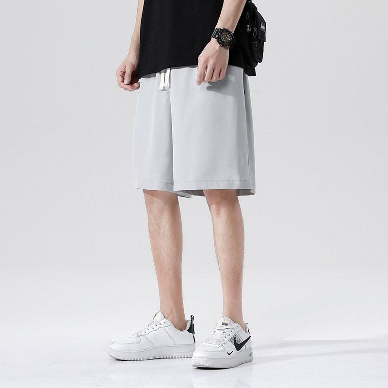 Casual Shorts Herr 2024 Sommar Ny Trend Lös Enfärgad Rak Sport Tunn Sektion Fem Poäng