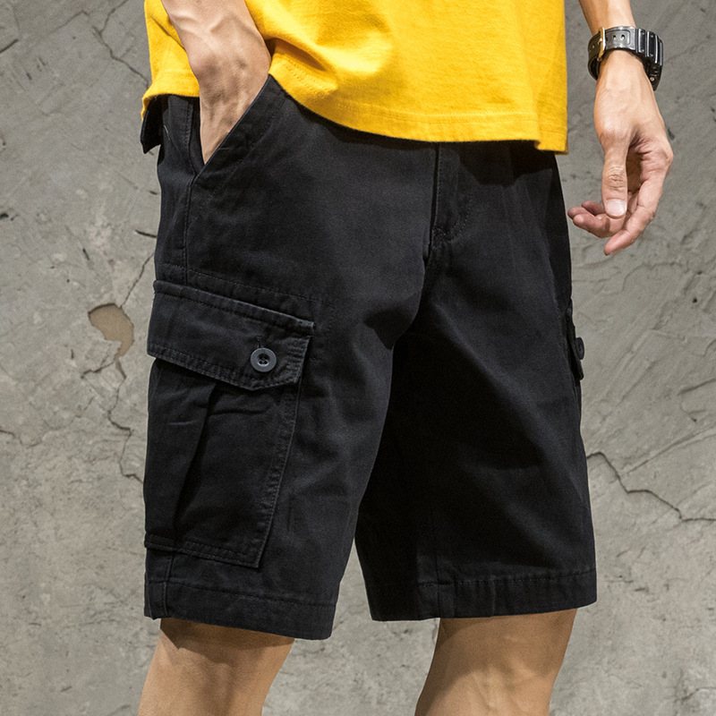 Herr Cargo Shorts Lösa Casual Khaki Trend