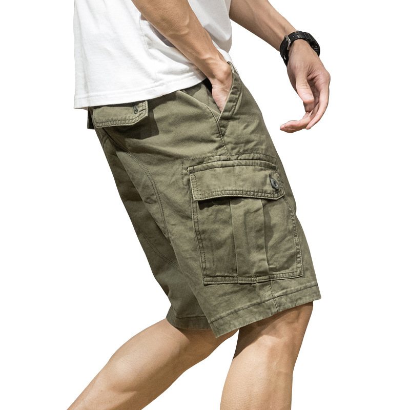 Herr Cargo Shorts Lösa Casual Khaki Trend