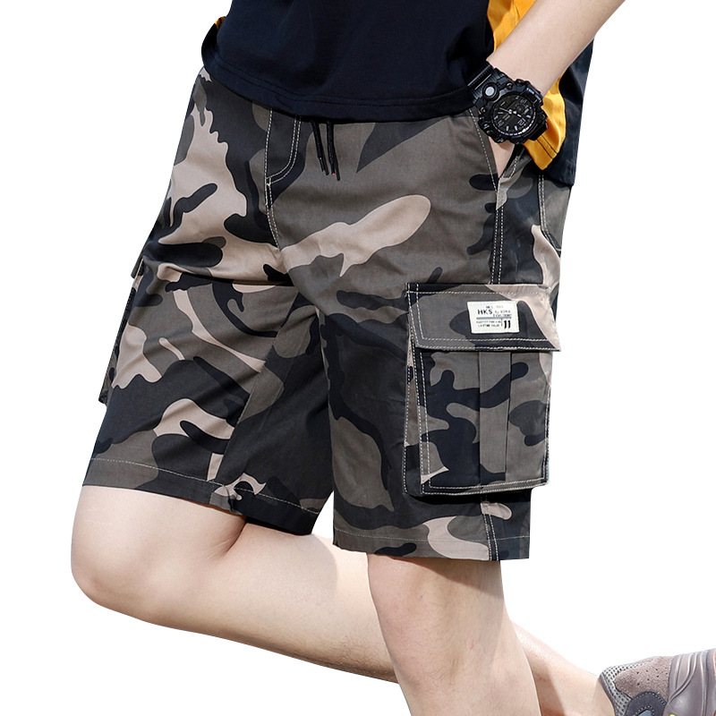 Herr Cargo Shorts Sommar Fem Poäng Lösa Casual Kamouflage Strandshorts