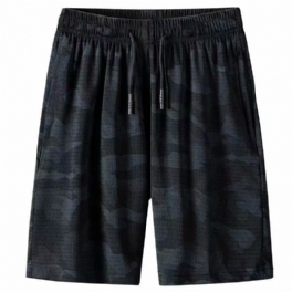 Herr Sommar Mesh Kamouflageshorts Hög Elastisk Andas