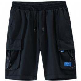 Large Pocket Cargo Shorts Herr Sommar Trend Sport Casual Fem Poäng Lös