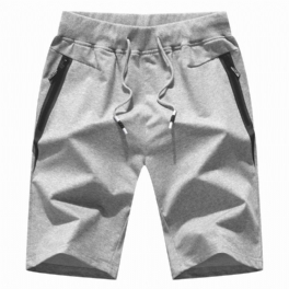 Mäns Tether Cropped Shorts Sommar Tunna Dragkedja Fickor Kontrasterande Färger