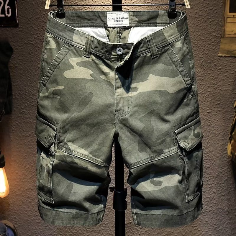 Shorts För Män Kamouflage Fempunktstrend Casual Workwear