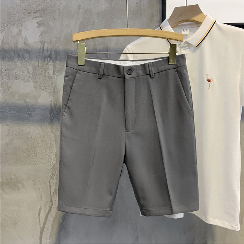 Sommar Cropped Byxor Shorts Slim Fit Enfärgad Tunn Sektion Casual