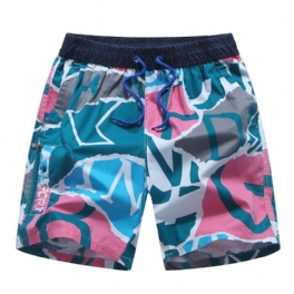 Summer Cotton Beach Lösa Casual Shorts För Män Med Fem Punktstryck